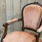Pair of Louis XVI style armchairs in molded beech, work from the 1950s