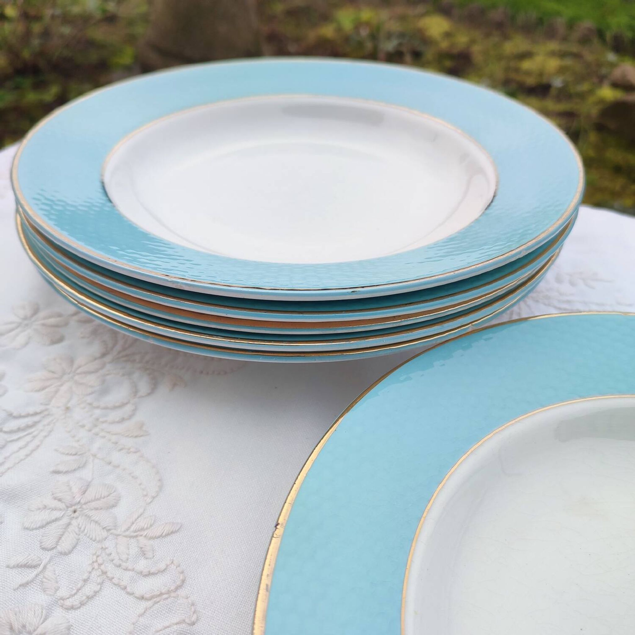 Set of 6 deep plates l'Amandinoise model Poreylor