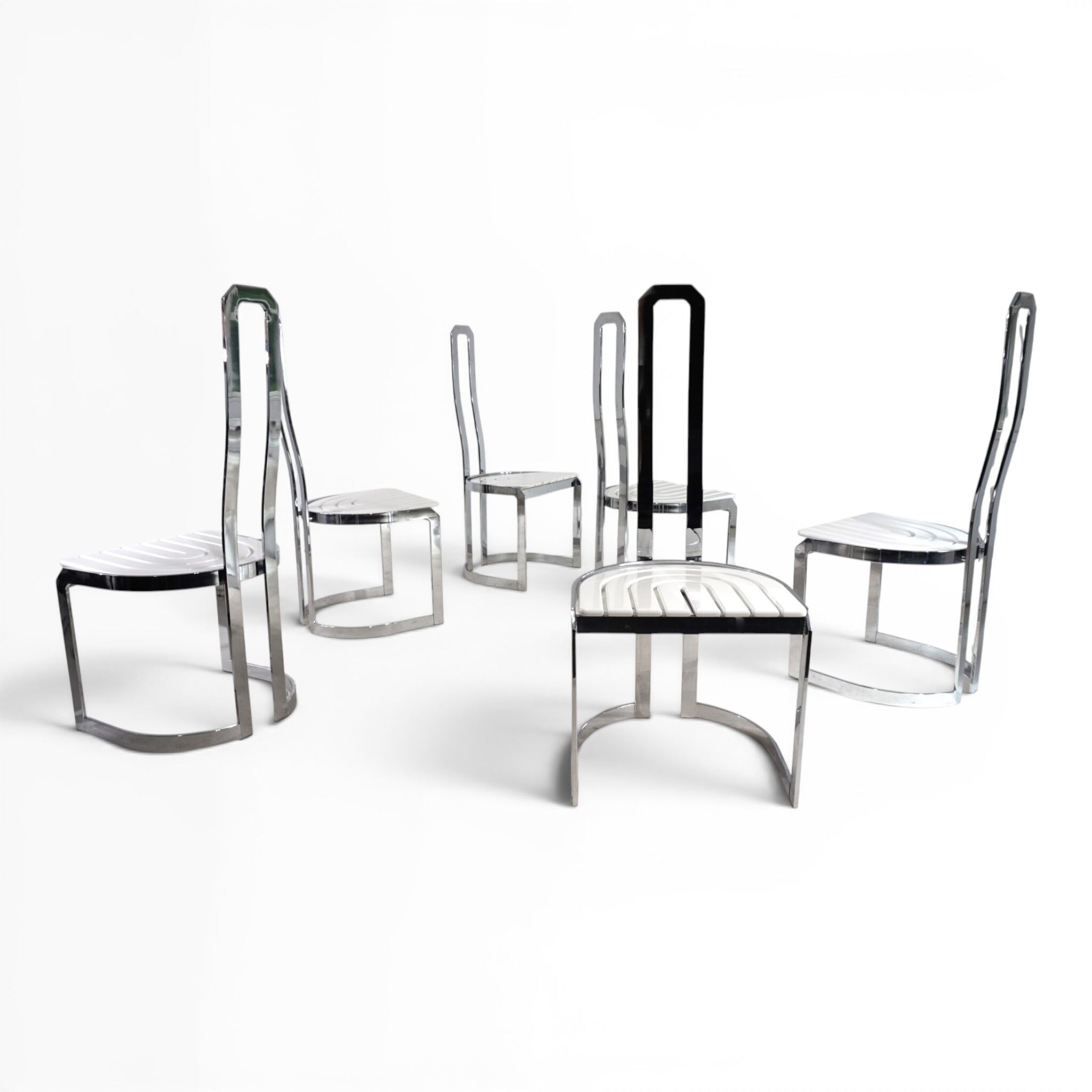 Ensemble de 6 chaises de salle à manger Allmilmö postmodernes, 1980