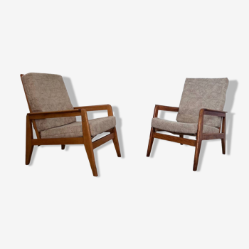 Lot 2 designer reconstruction rest armchairs from the 50s Free-Span / Guariche vintage