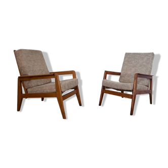 Lot 2 designer reconstruction rest armchairs from the 50s Free-Span / Guariche vintage