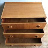 Compass foot chest of drawers in light oak from the 1960s