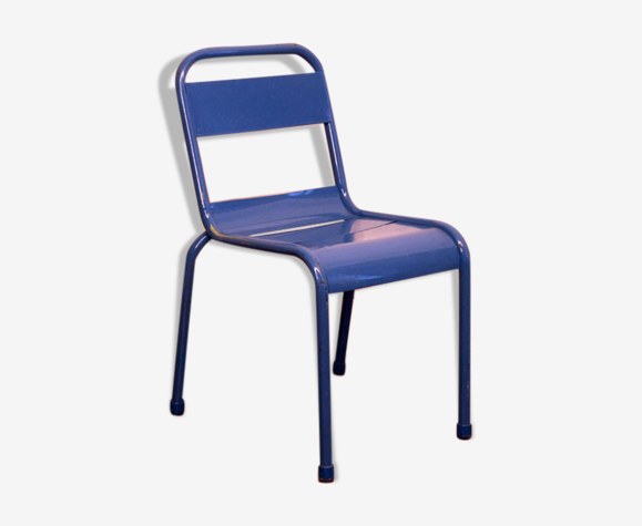 Chaise métallique industrielle bleue pour enfant
