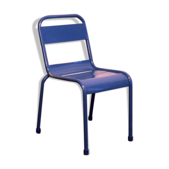 Blue industrial metal chair for children