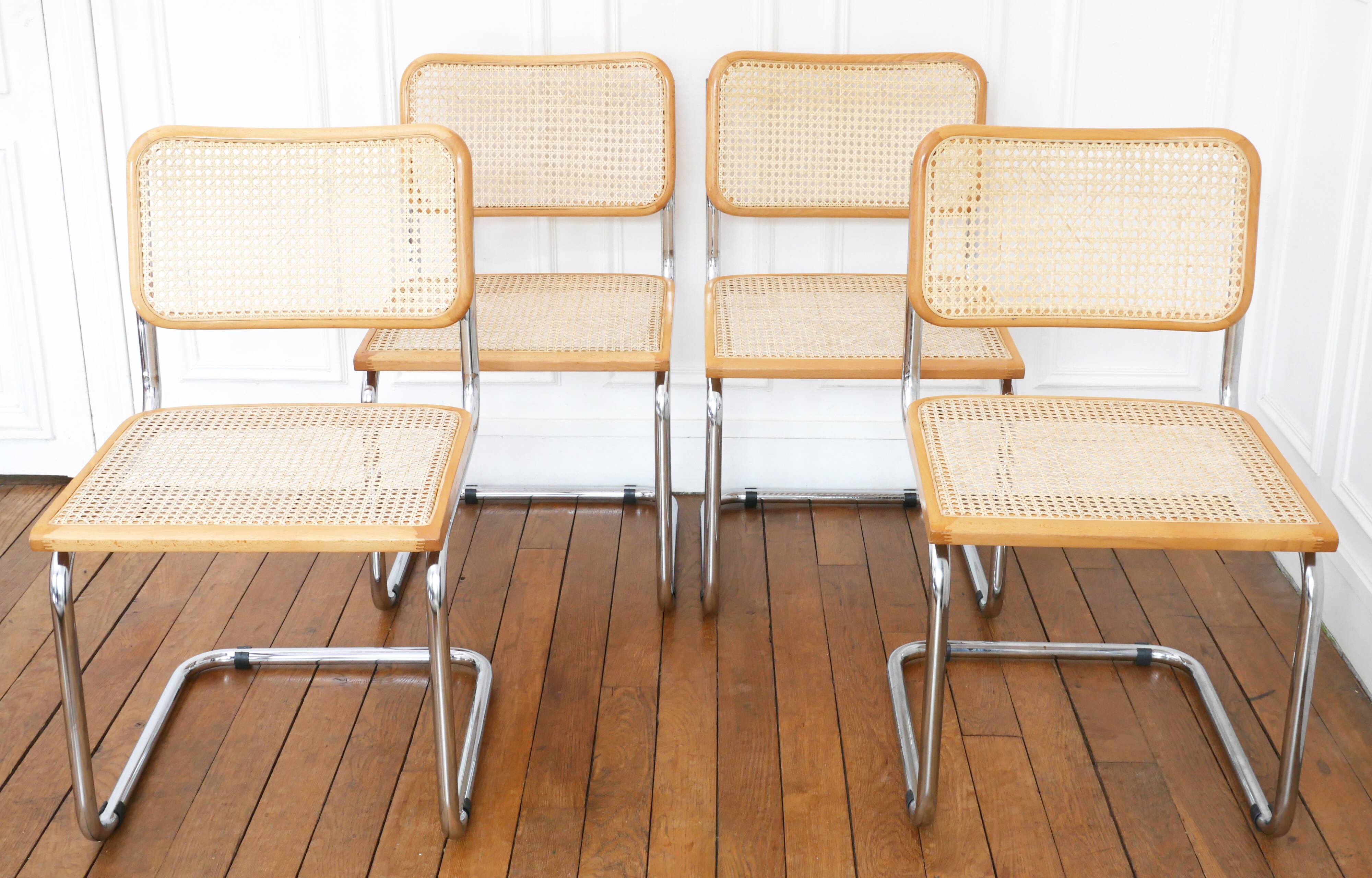 4 Cesca B32 Breuer Chairs Made in Italy - Seat caning redone