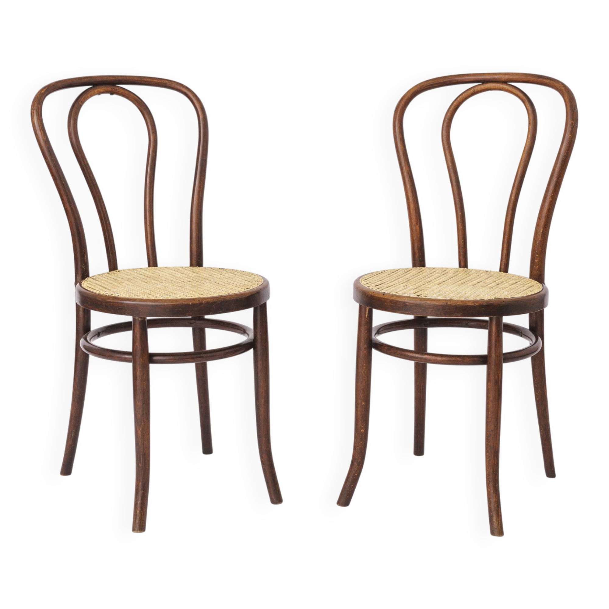 Set of 2 Vintage Bentwood Chairs – 1950s-1960s, Beech Wood, New Weaving