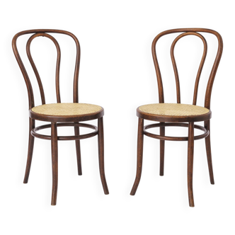 Lot de 2 chaises vintage en bois courbé – années 1950-1960, hêtre, tissage neuf