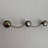 Vintage 1960s gold coat rack with 3 hooks - 45 x 7 cm