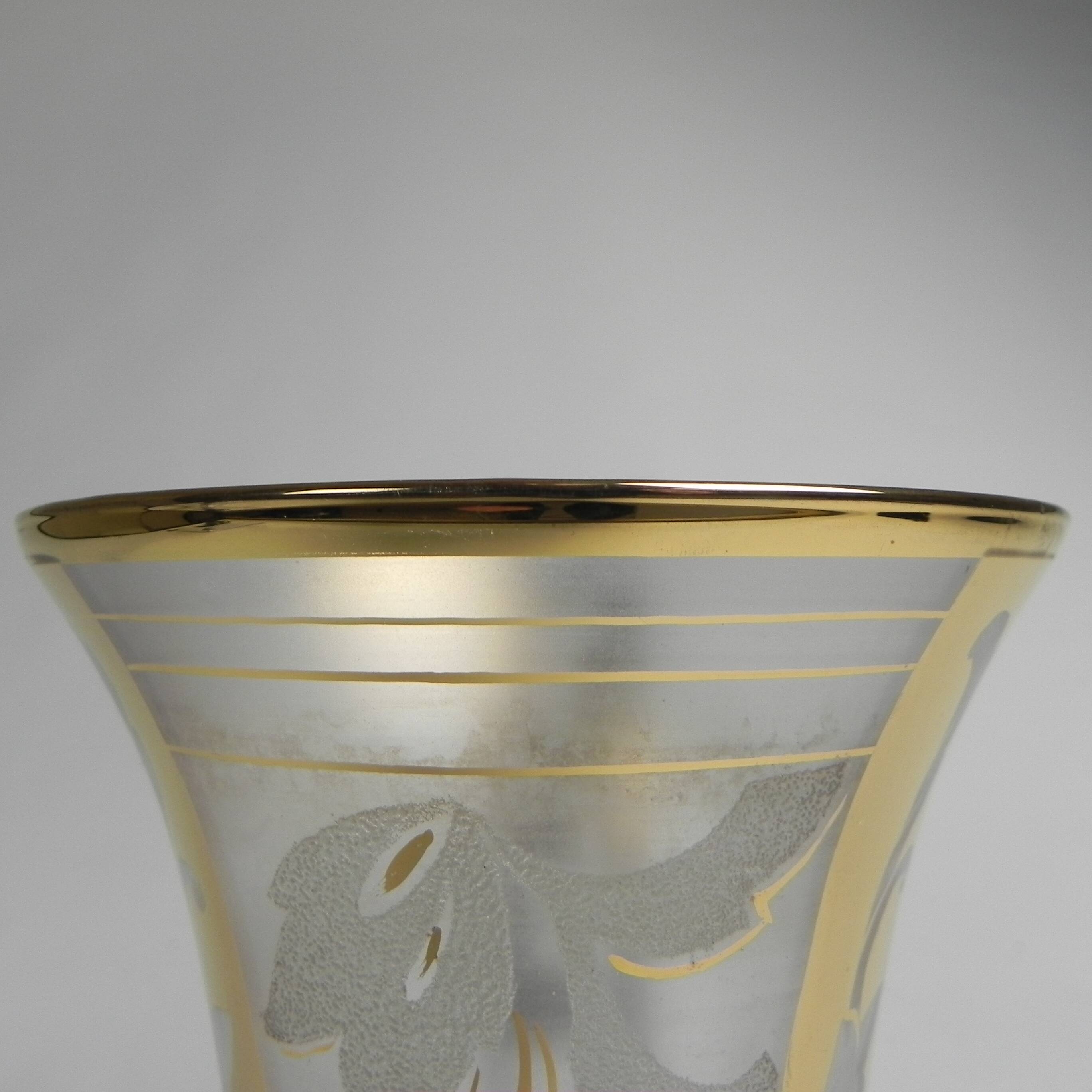 Glass vase with gold decorations, Belgium, 1930s