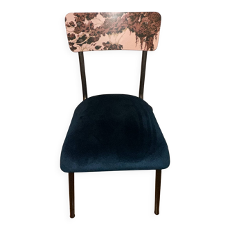 Suzie chair with printed backrest and velvet seat - Les Gambettes