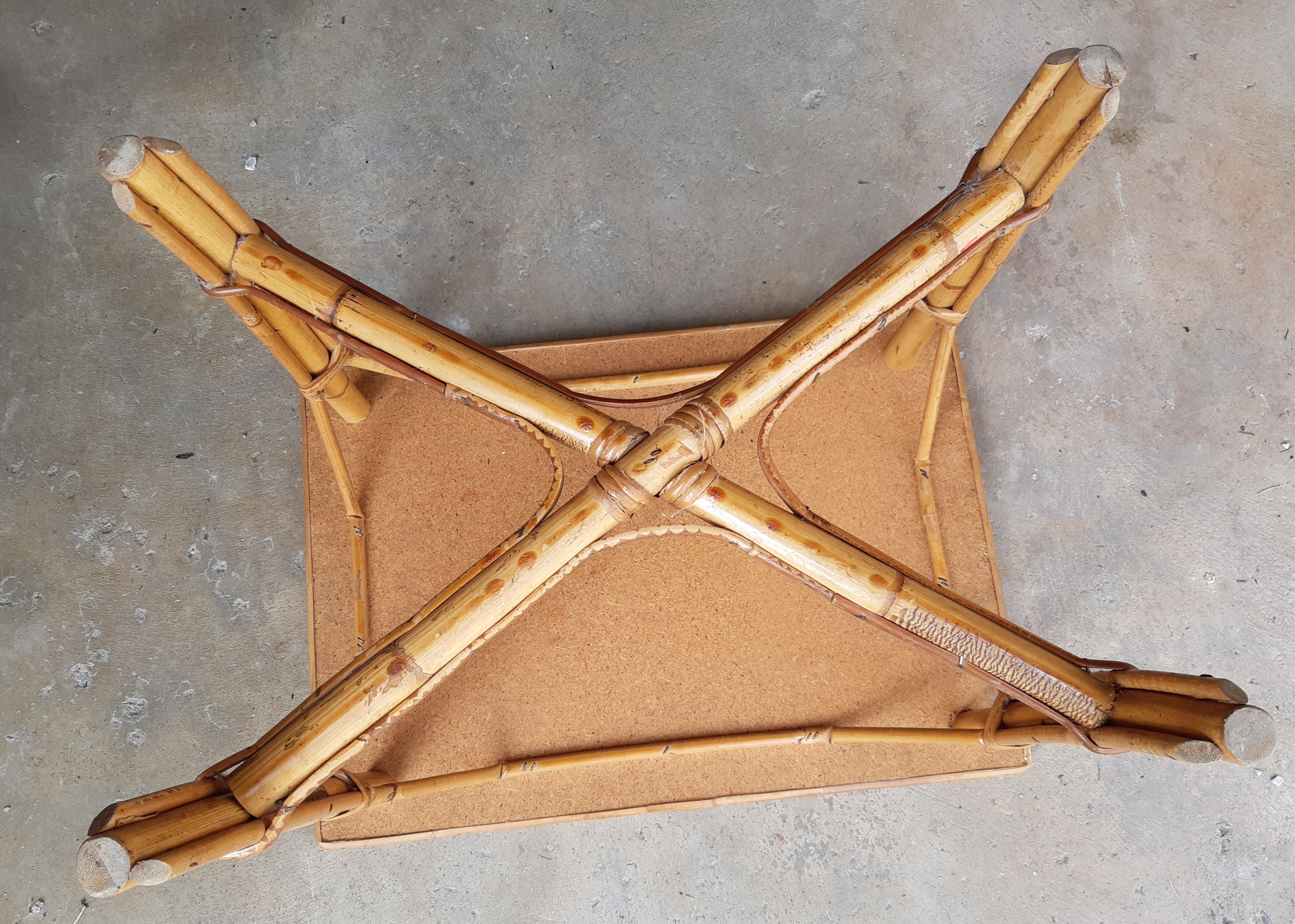 Rattan coffee table, vintage 60s