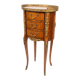 Oval bedside table in Louis XV style with marquetry.