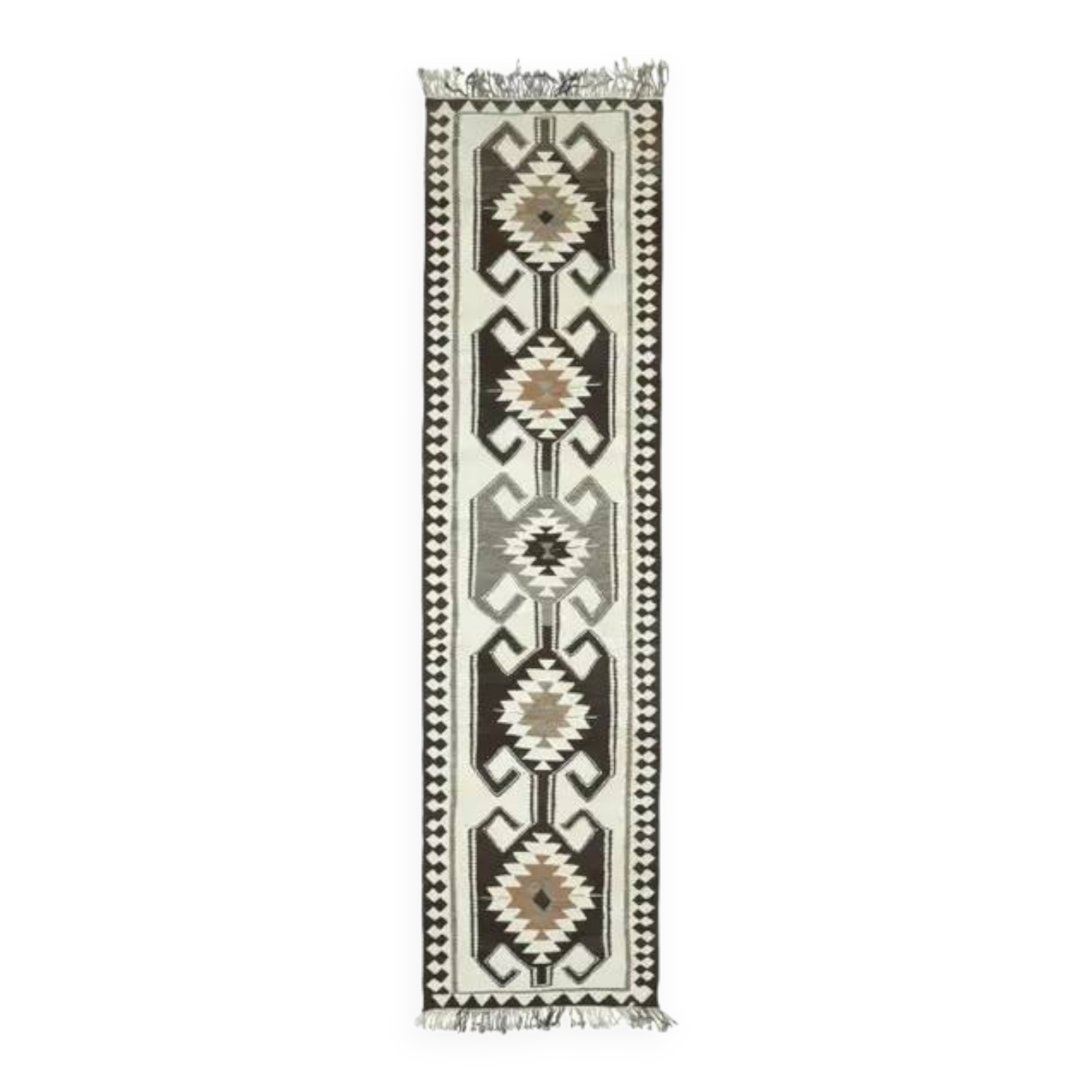 Tapis vintage turc en laine et coton beige noué à la main, années 1970