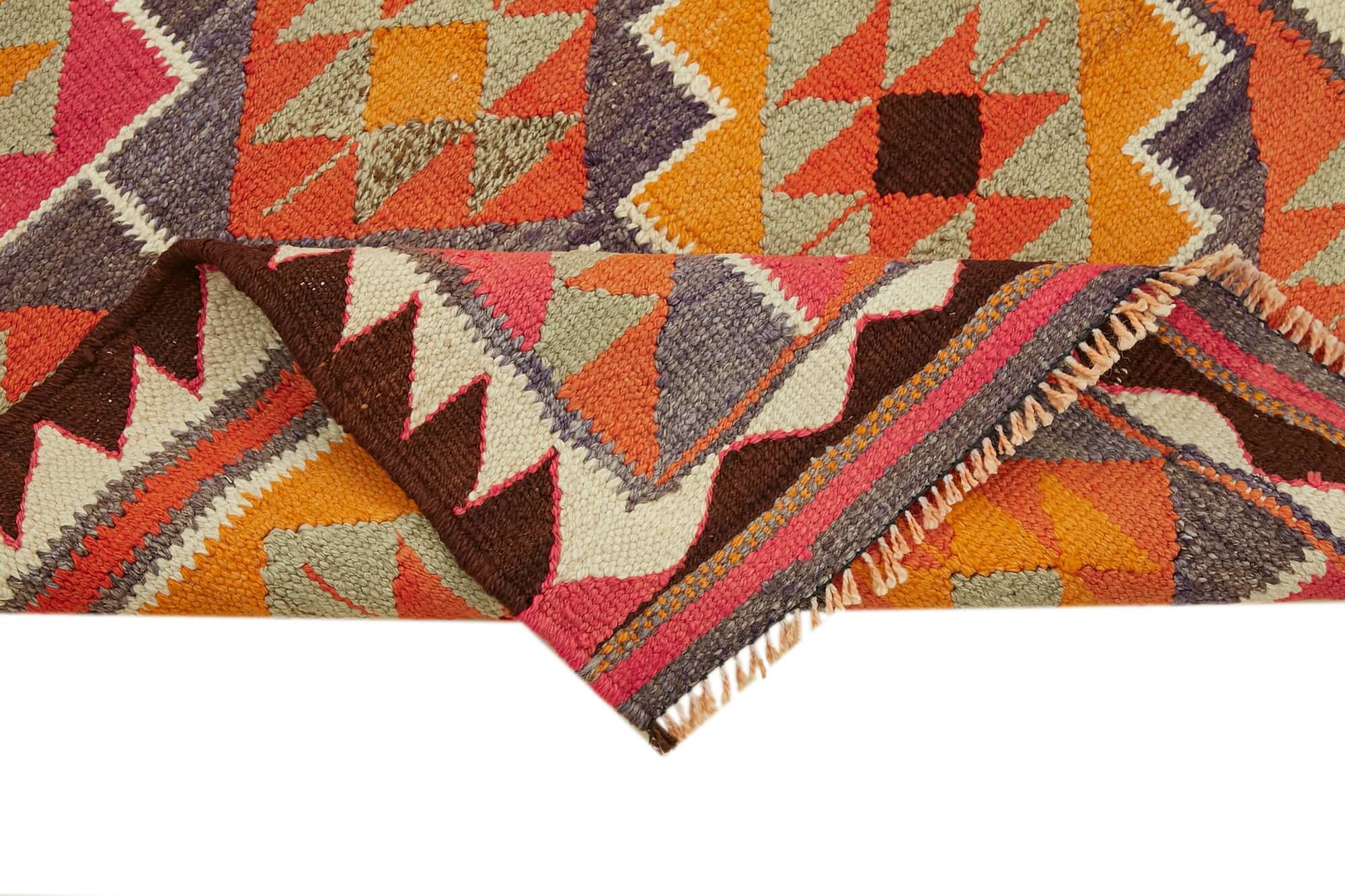 Turkish Handwoven Vintage Herki Kilim 93 cm x 322 cm