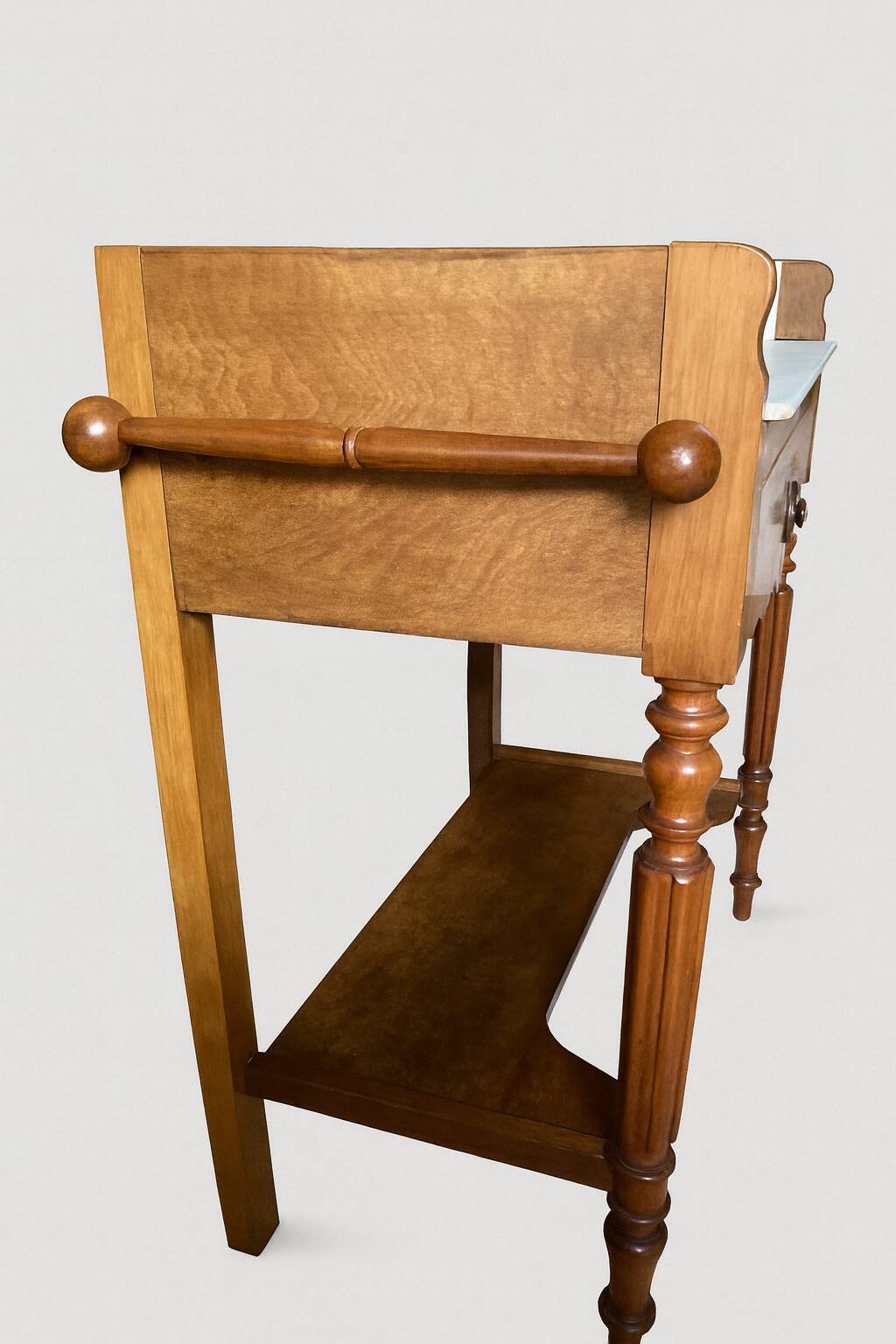 Antique bathroom cabinet in wood and marble – late 19th / early 20th century
