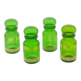 Series of 4 vintage green glass jars, Belgium,