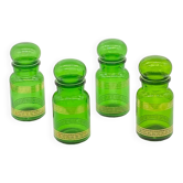 Série de 4 bocaux verre vert vintage, Belgium,