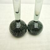 Set of 2 bubbled blown glass vases