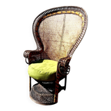 Authentique fauteuil dit Emmanuelle en rotin, design séventies