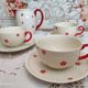 Service à café ou à thé 11 pièces en porcelaine Bavaria beige et petites fleurs oranges