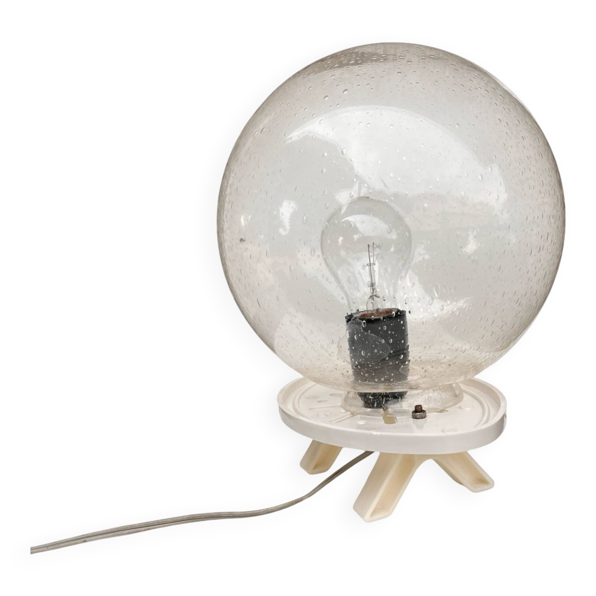 Space Age lamp with spherical bubble glass shade, Germany 1970s.