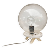 Lampe Space Age avec abat-jour sphérique en verre à bulles, Allemagne années 1970.