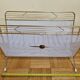 Vintage "Cavalier" magazine rack in white perforated metal and rattan