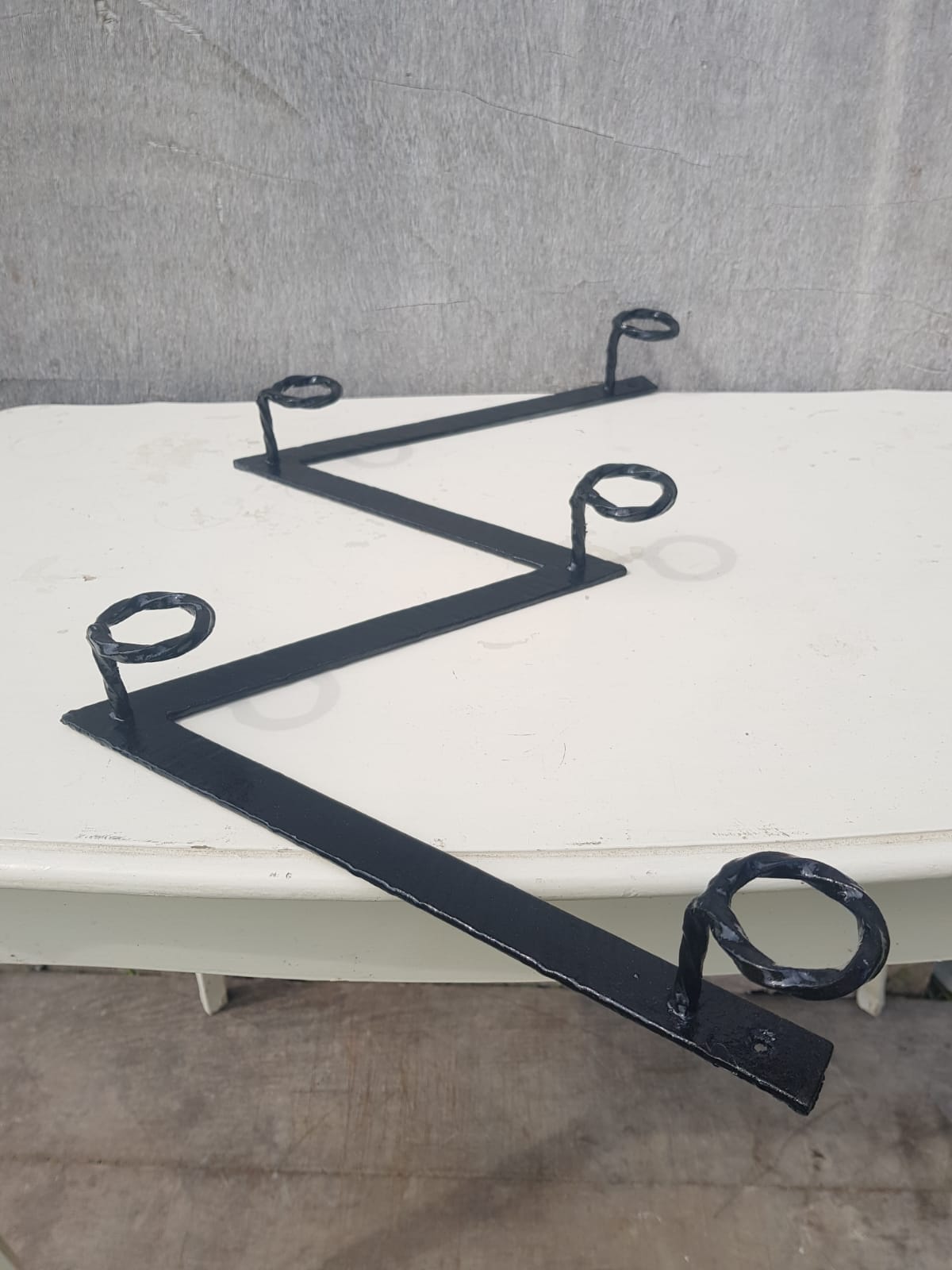 Wall coat door forged black 5 patères vintage decoration