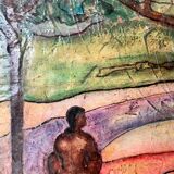 Landscape on cardboard