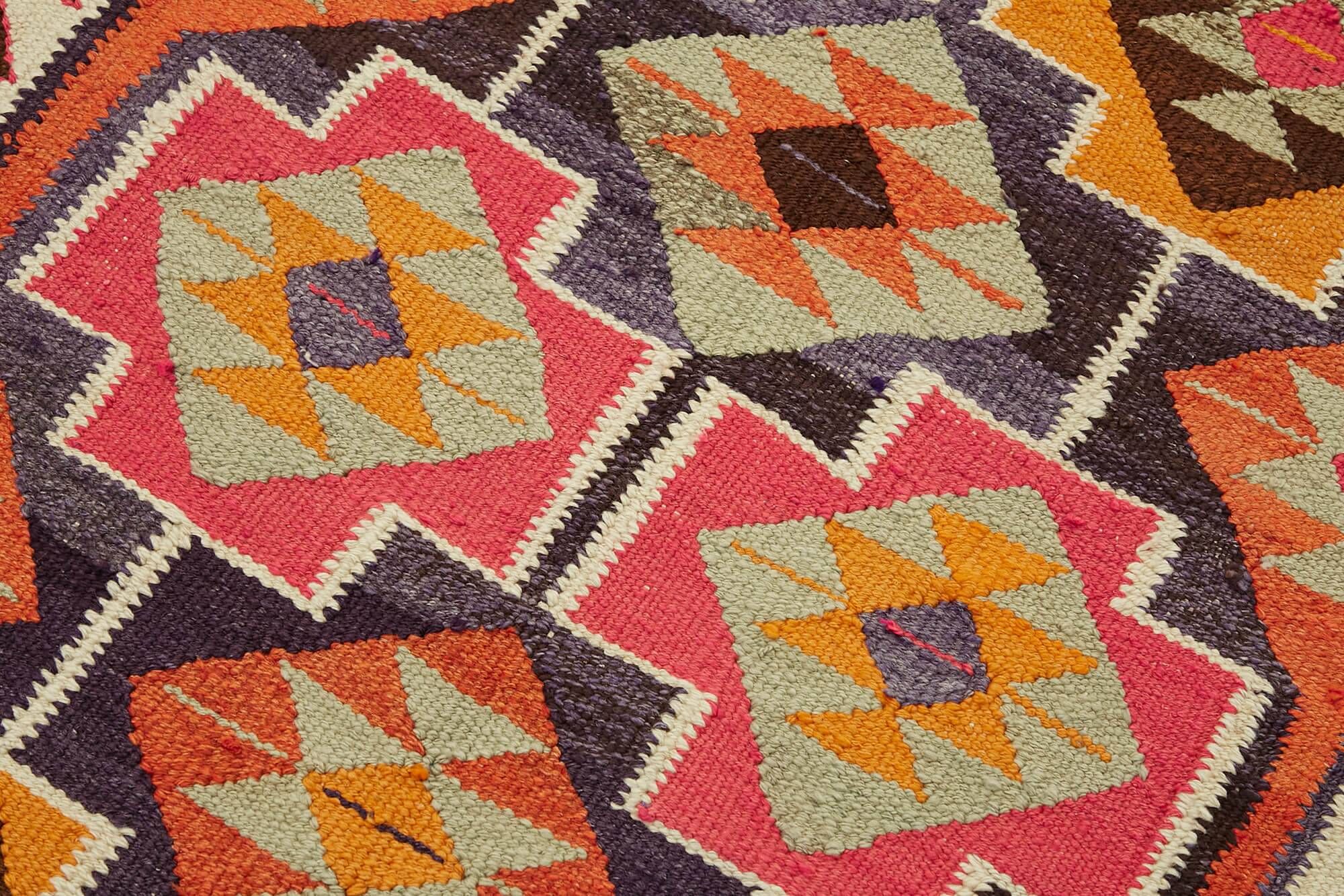 Turkish Handwoven Vintage Herki Kilim 93 cm x 322 cm