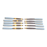 Set of 10 vintage stainless steel and bakelite table knives