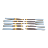 Set of 10 vintage stainless steel and bakelite table knives