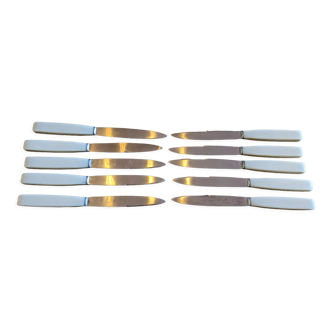 Ensemble de 10 couteaux de table vintages inox et bakélite