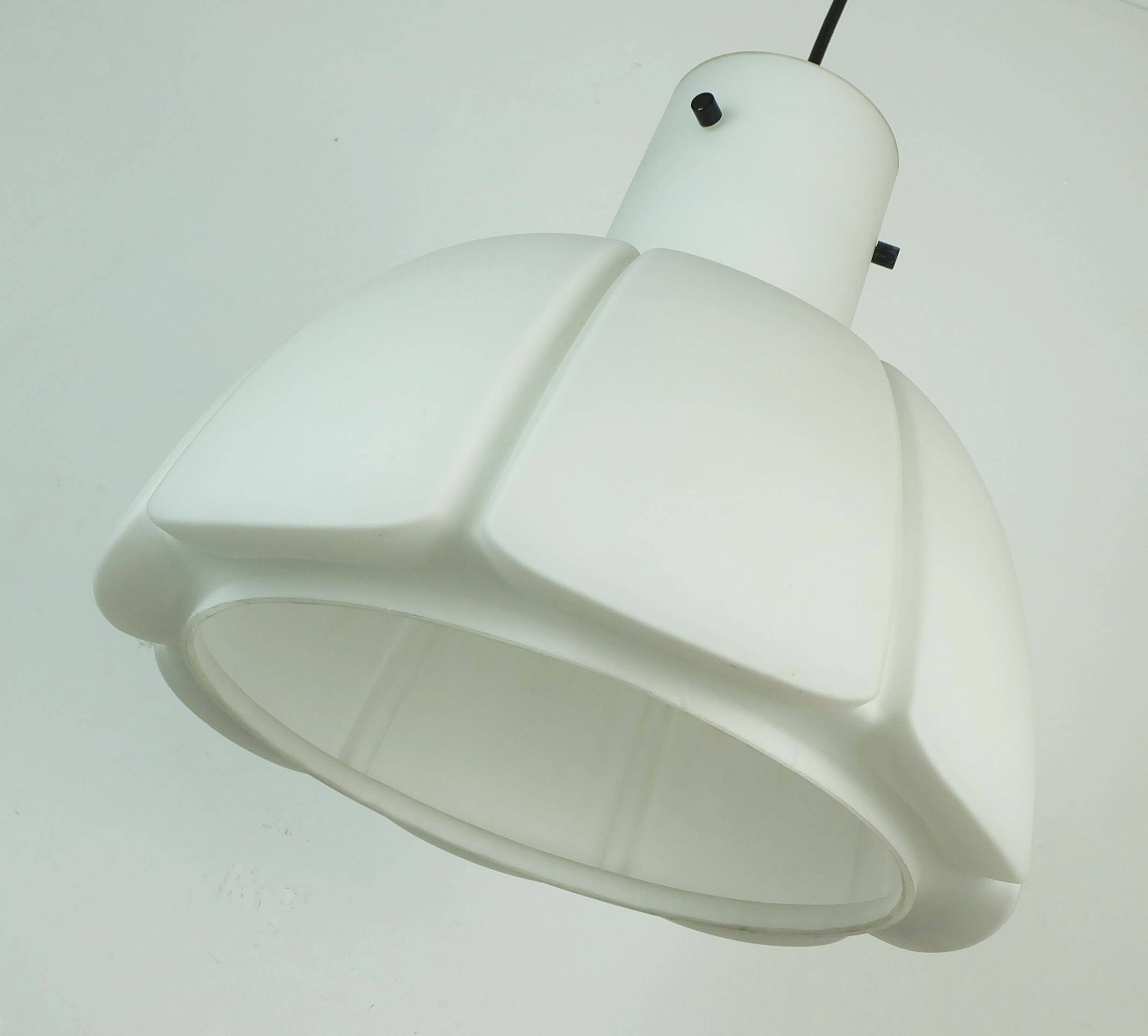 Large glashuette limburg pendant light white flower shaped opaline glass shade
