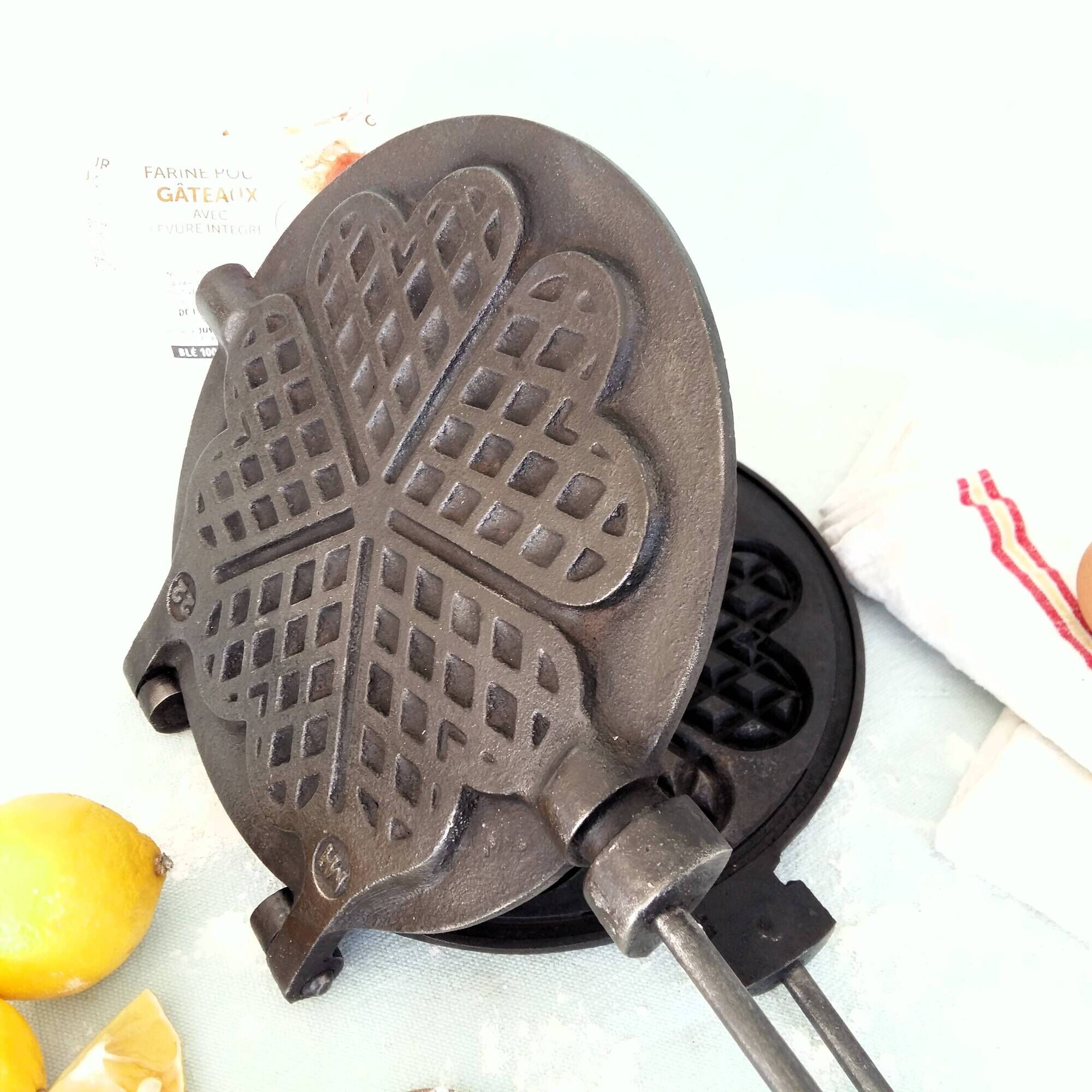 Antique Waffle Maker. French Cast Iron Waffle Pan.
