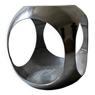 space age side table / stool in brushed aluminum, 1970 design