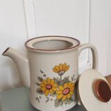 Théière fleurs vintage en grès