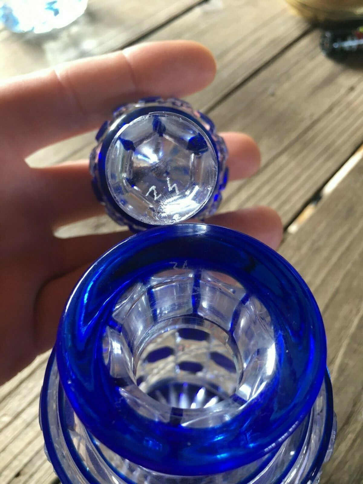 Baccarat crystal bottle model diamonds stoned blue