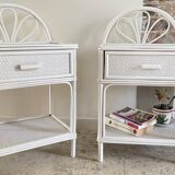Pair of Vintage Rattan Bedside Tables