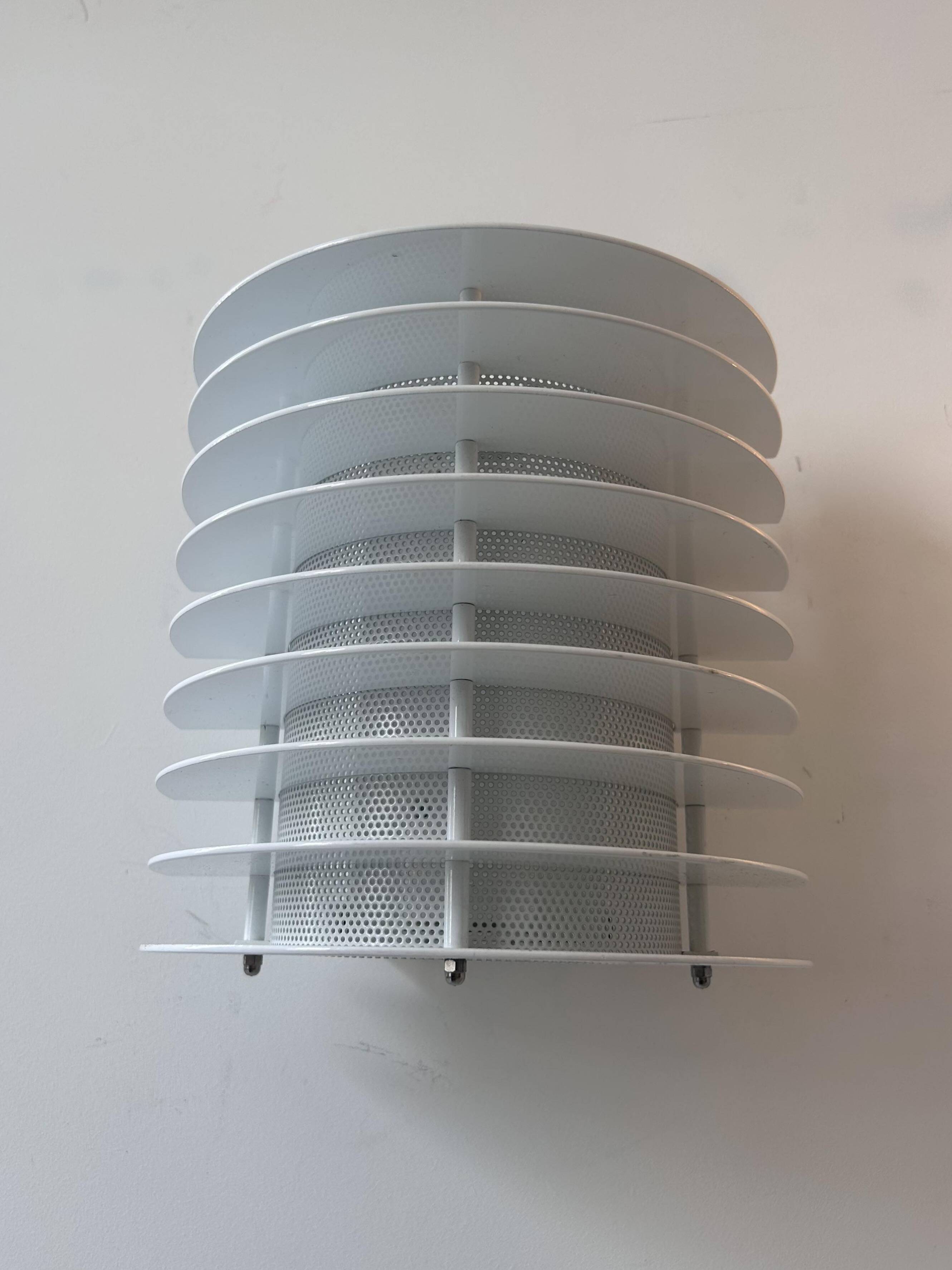 Pair of vintage wall lights, white lacquered metal, Borens, Sweden 1980