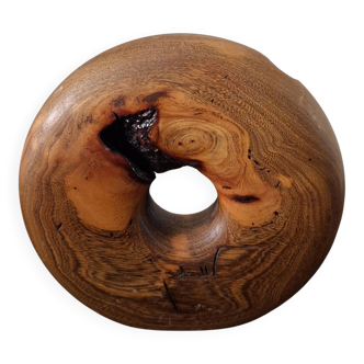 Turned wooden donut soliflore vase