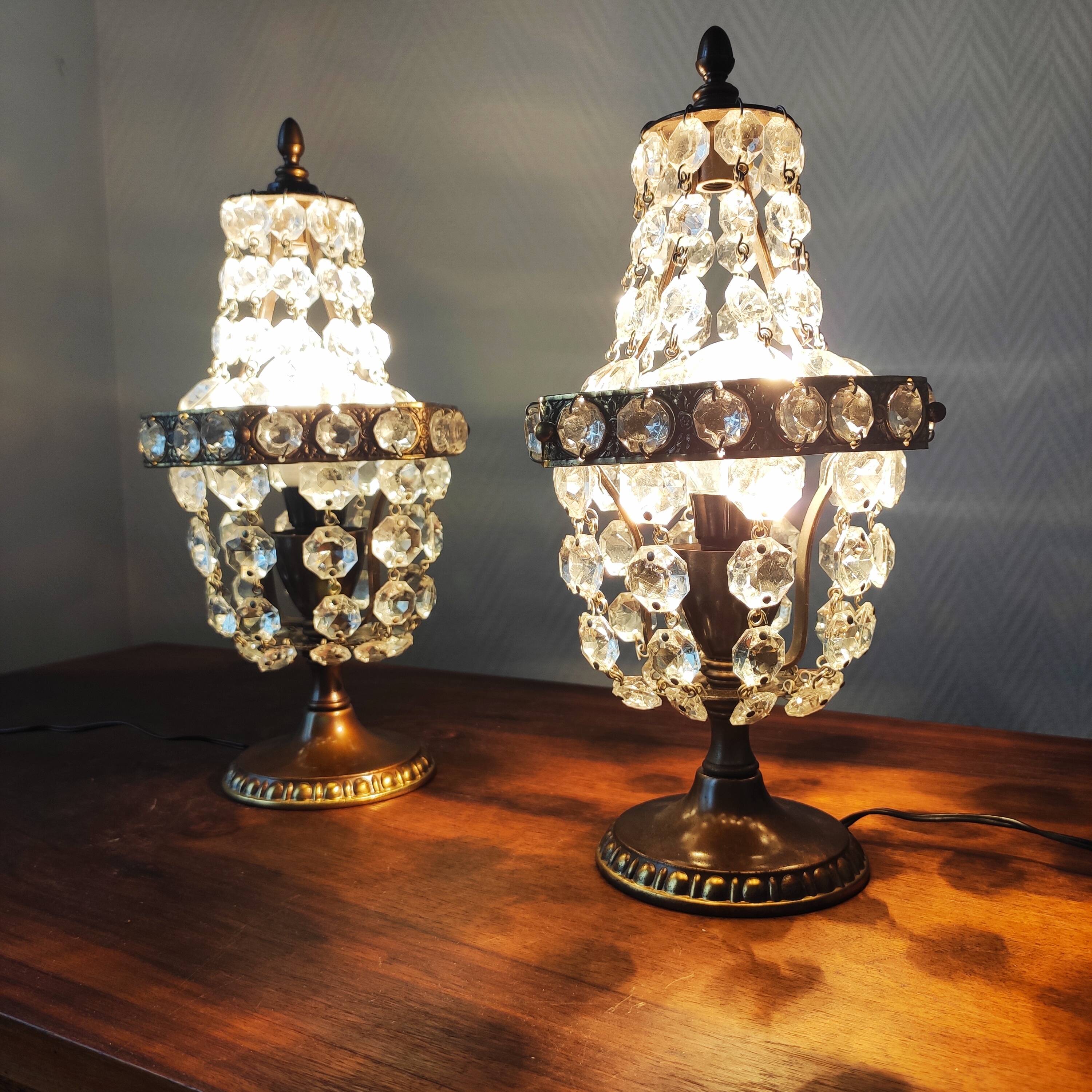 Paire de lampes montgolfière à pampilles
