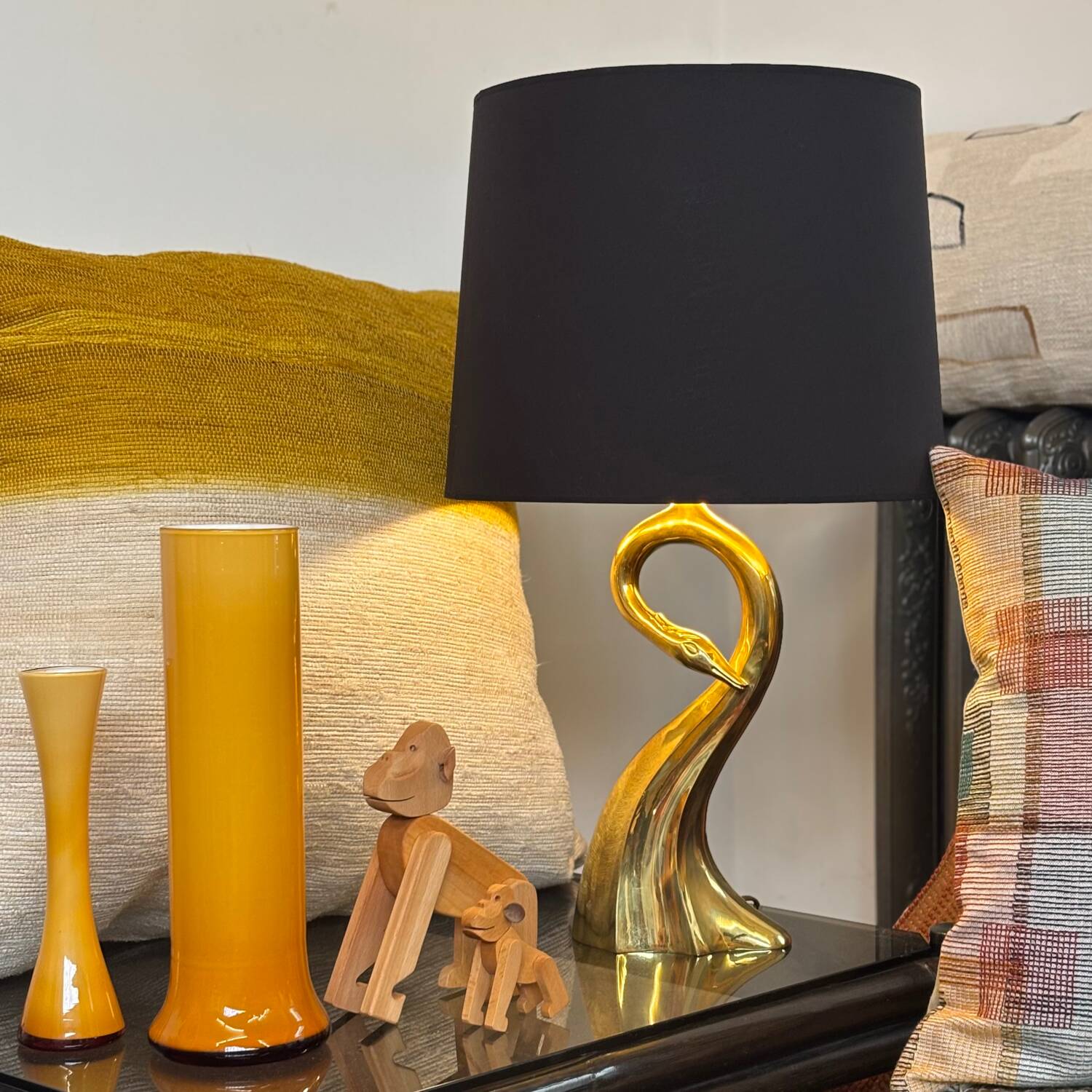 Brass lamp in the shape of a swan – Regina, Italy, 1970s