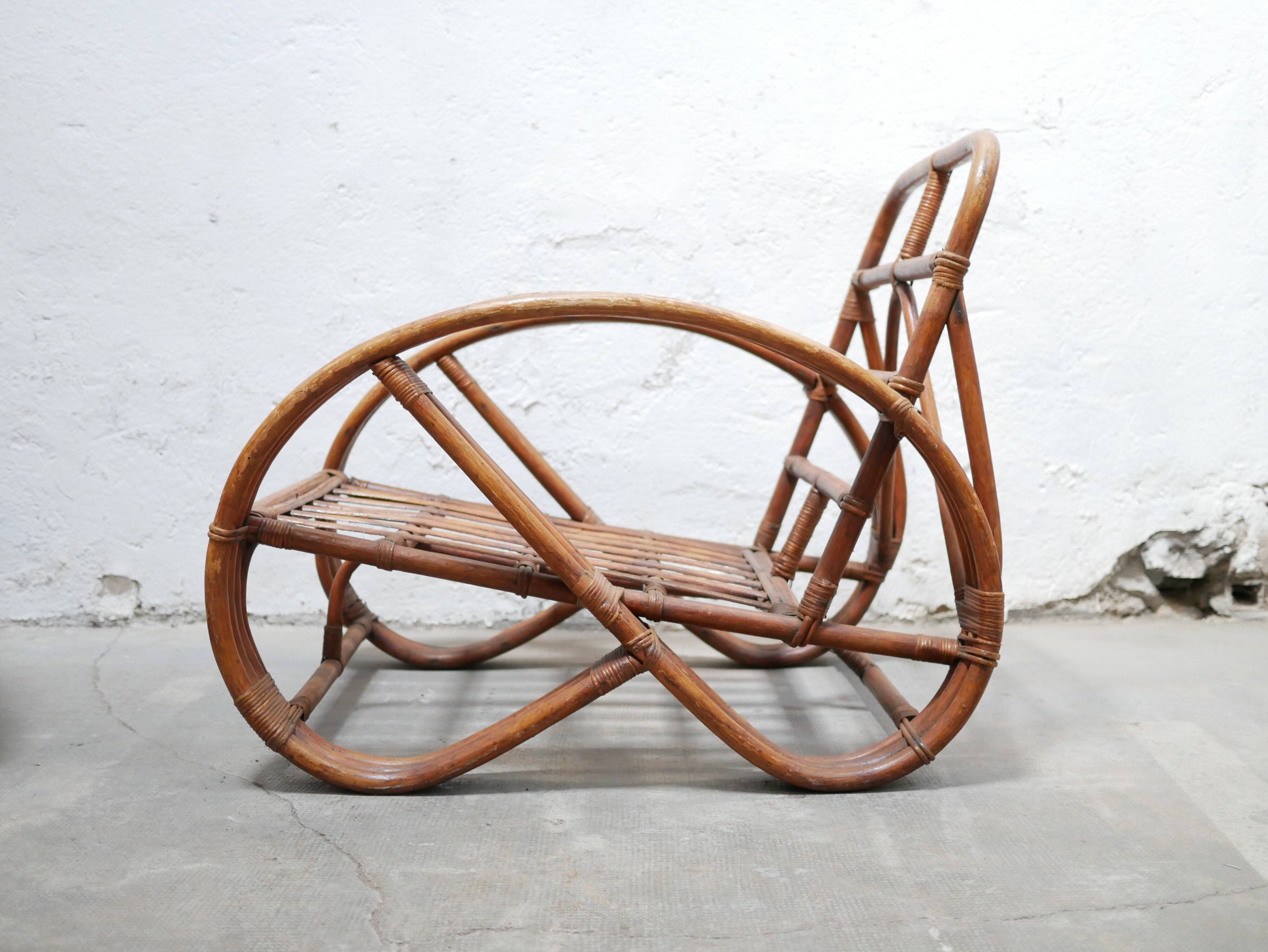 Vintage rattan pretzel armchair