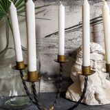 Pair of wrought iron candle holders four arms 50s