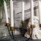 Pair of wrought iron candle holders four arms 50s