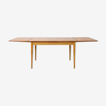 Table rectangulaire scandinave en teck extensible des années 1960