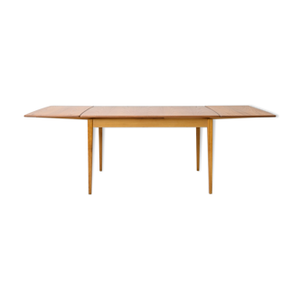 Table rectangulaire scandinave en teck extensible des années 1960