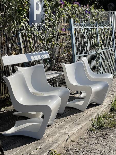 2 pairs of Silene armchairs by M.Borgnat