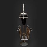 : Multifunctional magazine rack from the 50s-60s in chrome-plated metal and solid wood